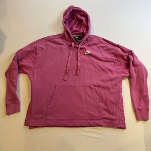Nike Women's Pink Pullover Hoodie M Casual Embroidered Long Sleeve